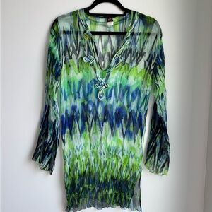 Jean Paul Gaultier Sheer Tunic in Blue and Green